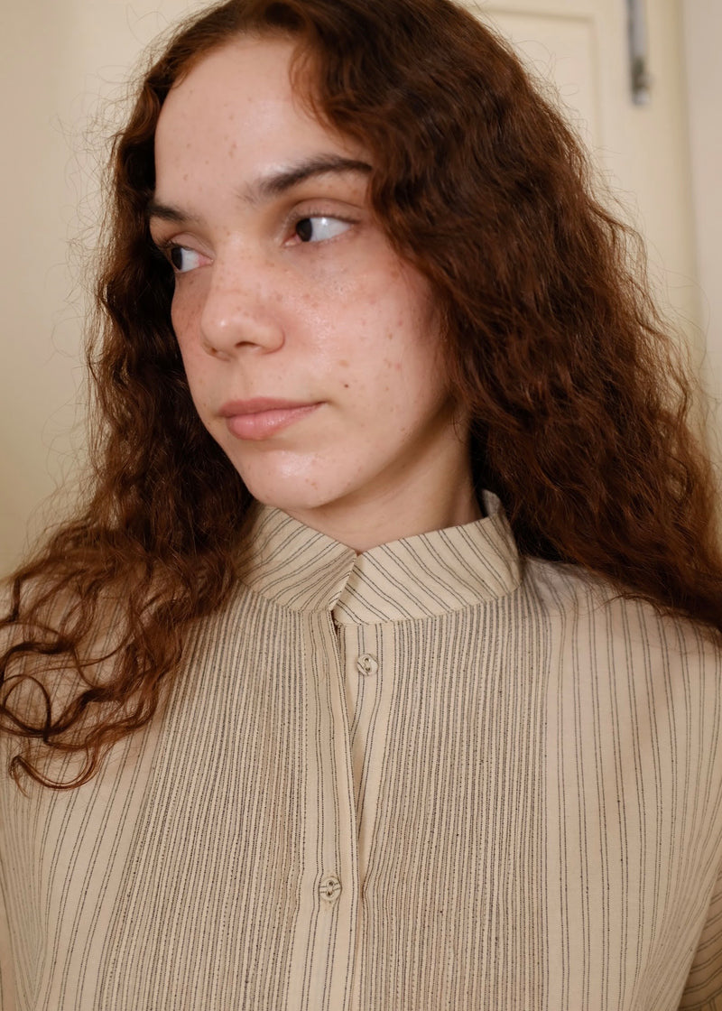 Rue Top handwoven cotton top/shirt by MASON AND MILL in beige for women Worldwide