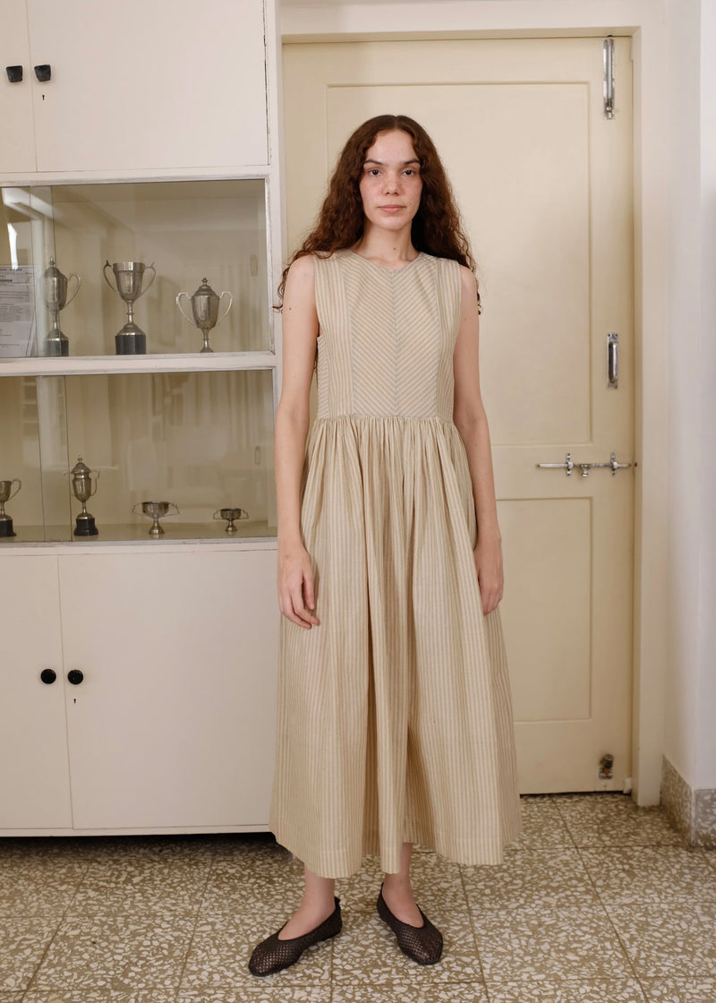 Alaia Dress handwoven cotton dress by MASON AND MILL in beige for women Worldwide