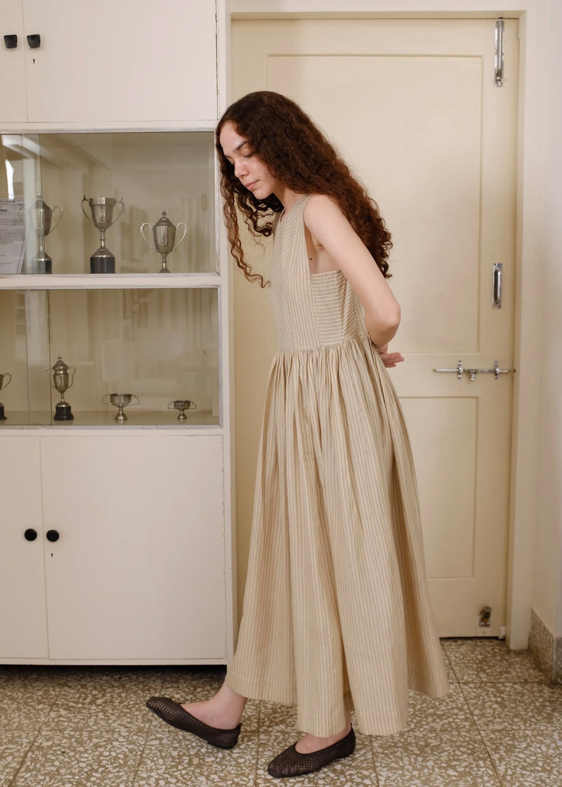 Alaia Dress handwoven cotton dress by MASON AND MILL in beige for women Worldwide