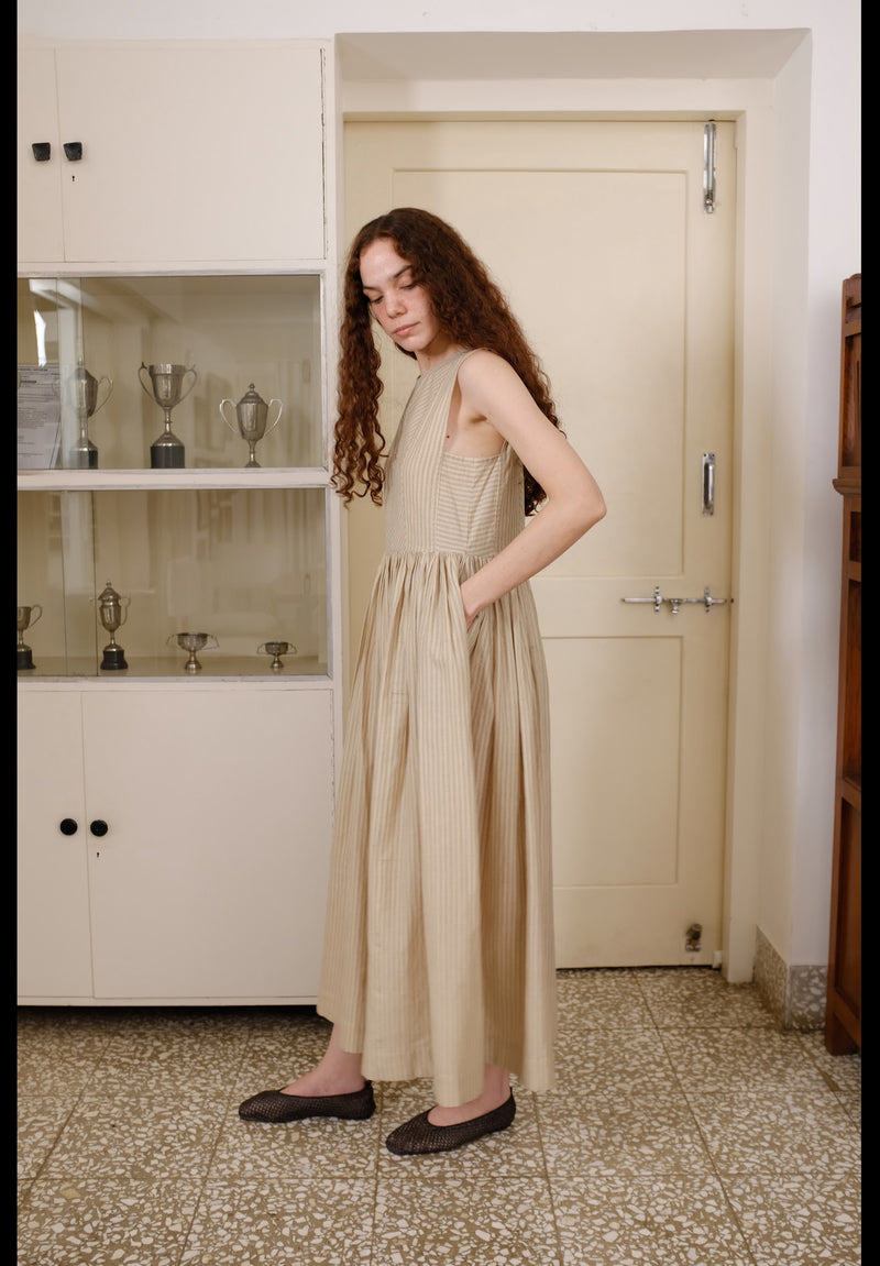 Alaia Dress handwoven cotton dress by MASON AND MILL in beige for women Worldwide