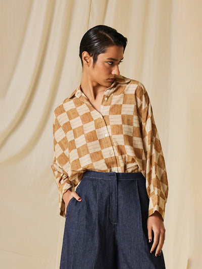 Kiera Shirt - Mustard Checks