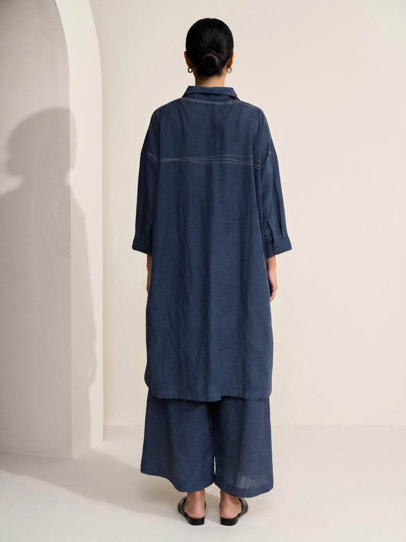 Aurora Muted Indigo Pants hemploop, lyocell pant/trouser by Doodlage in indigo for women Worldwide