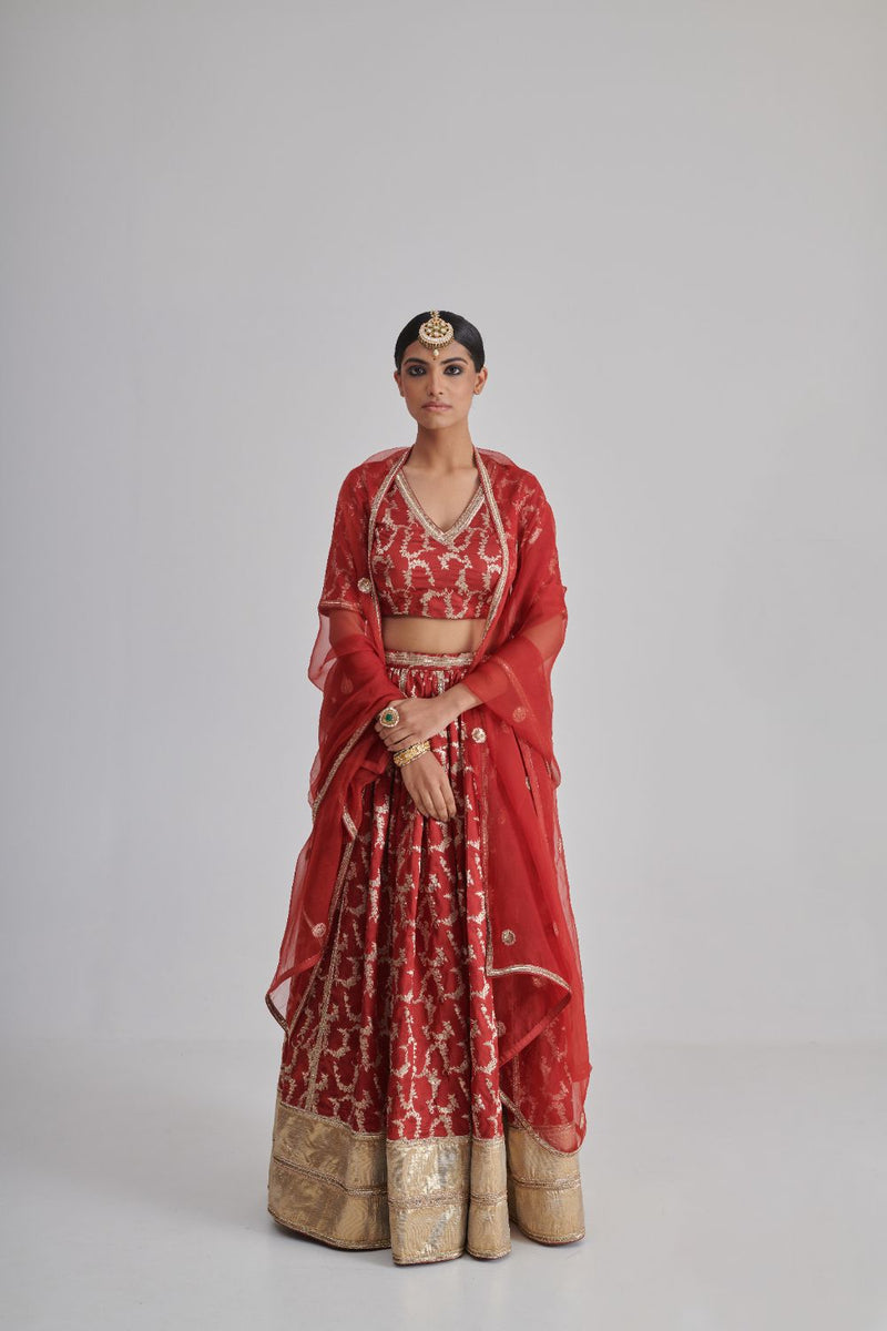 INAAYAT DUPATTA organza by Rashika Mittal in red color for women Worldwide