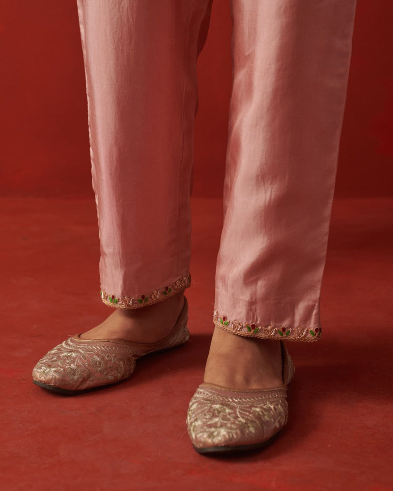 INARA & NAZM KURTA & PANT silk by Rashika Mittal in pink color for women Worldwide