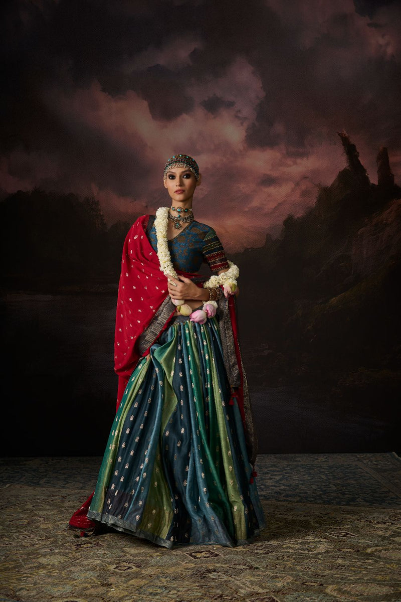 INAYA SKIRT chanderi by SWATTI KAPOOR in multi color for women Worldwide