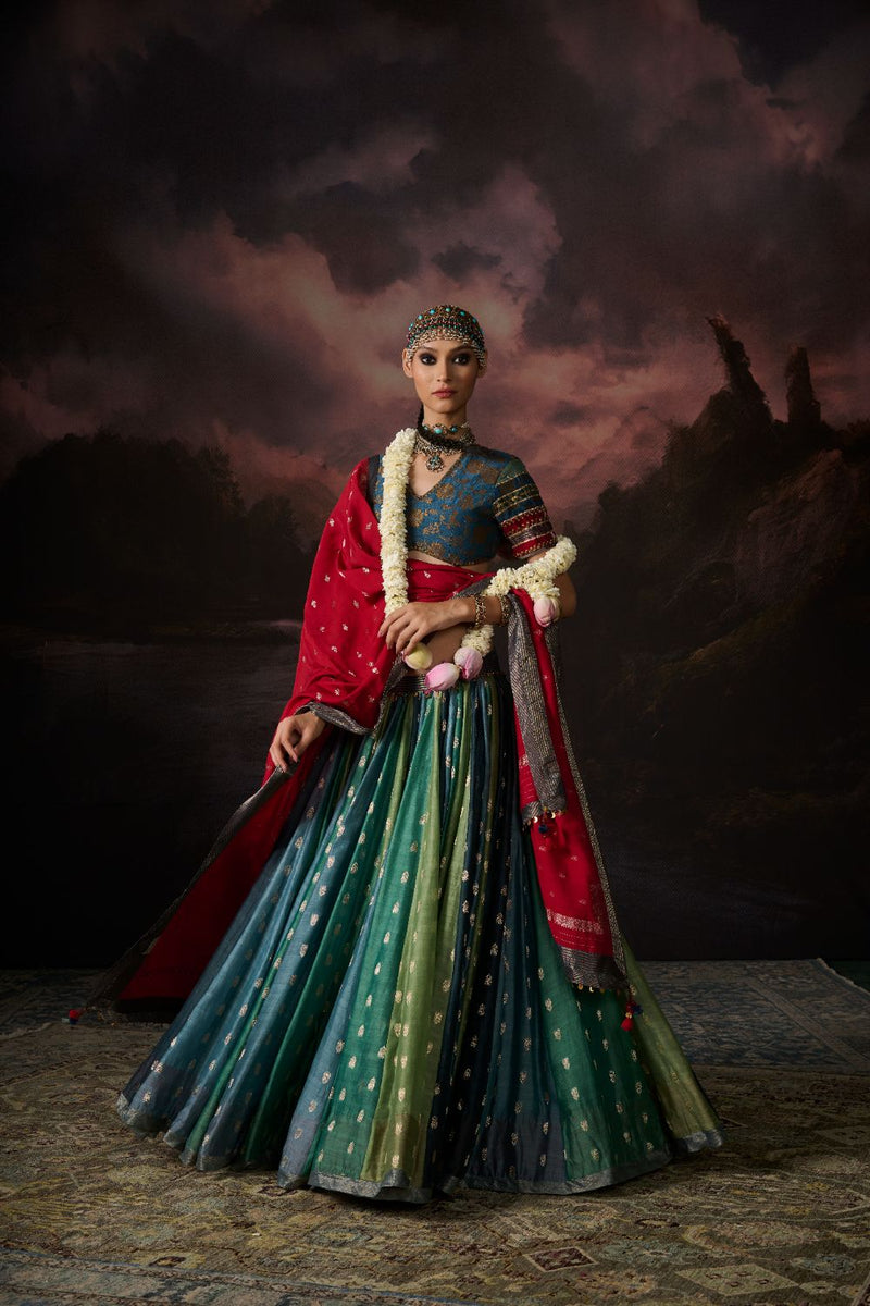 INAYA SKIRT chanderi by SWATTI KAPOOR in multi color for women Worldwide