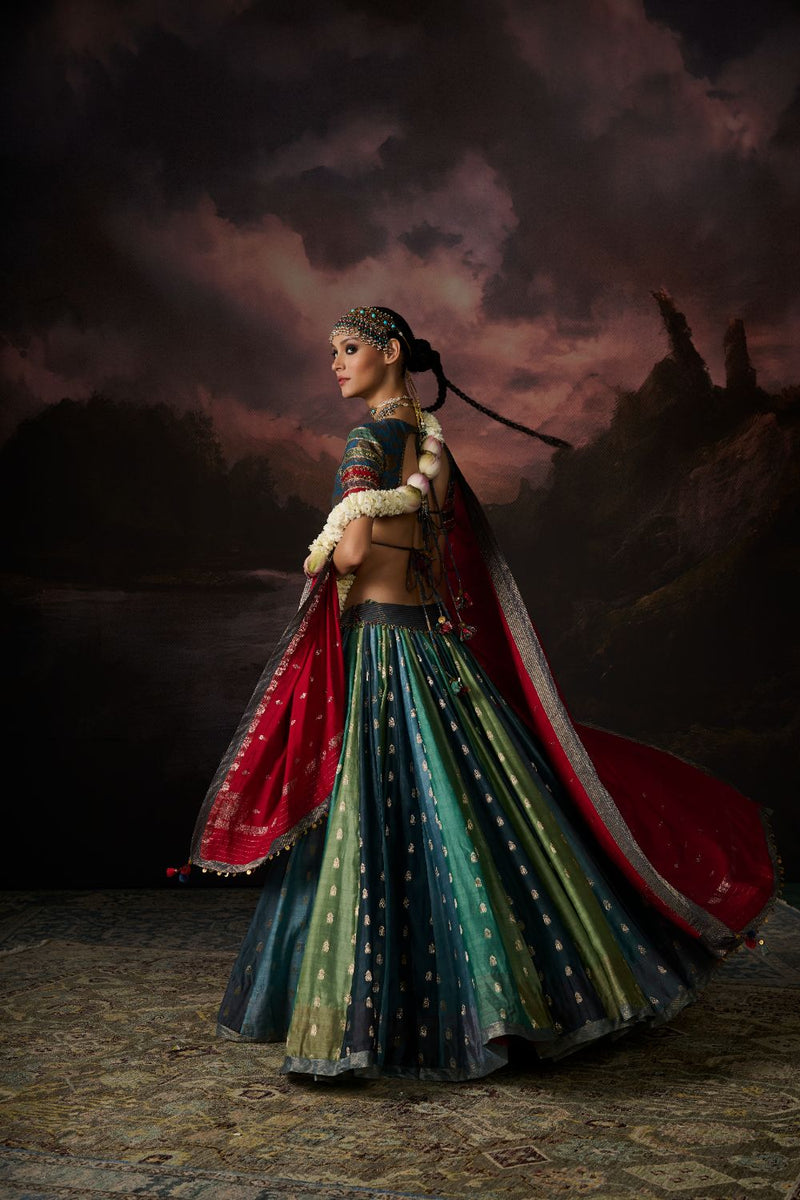 INAYA SKIRT chanderi by SWATTI KAPOOR in multi color for women Worldwide