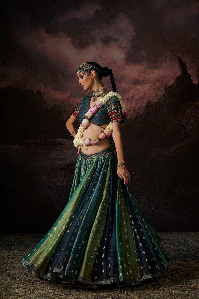 INAYA SKIRT chanderi by SWATTI KAPOOR in multi color for women Worldwide