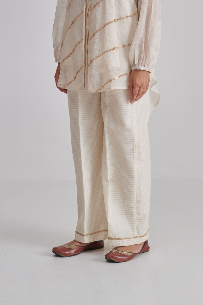 IRAADAY & RAYA SHIRT, SLIP & PANT silk by Rashika Mittal in ivory color for women Worldwide
