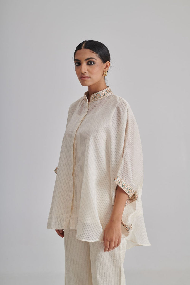 IRA & HOOR SHIRT, SLIP & PANT silk by Rashika Mittal in ivory color for women Worldwide