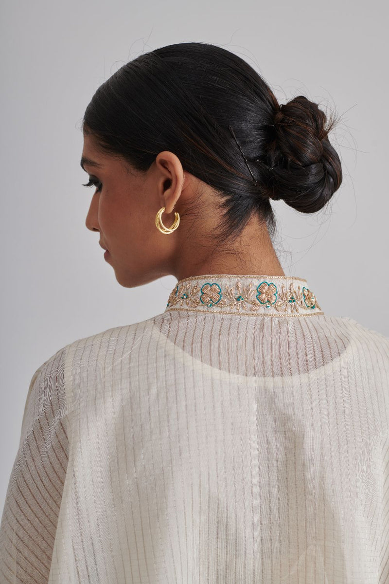 IRA & HOOR SHIRT, SLIP & PANT silk by Rashika Mittal in ivory color for women Worldwide