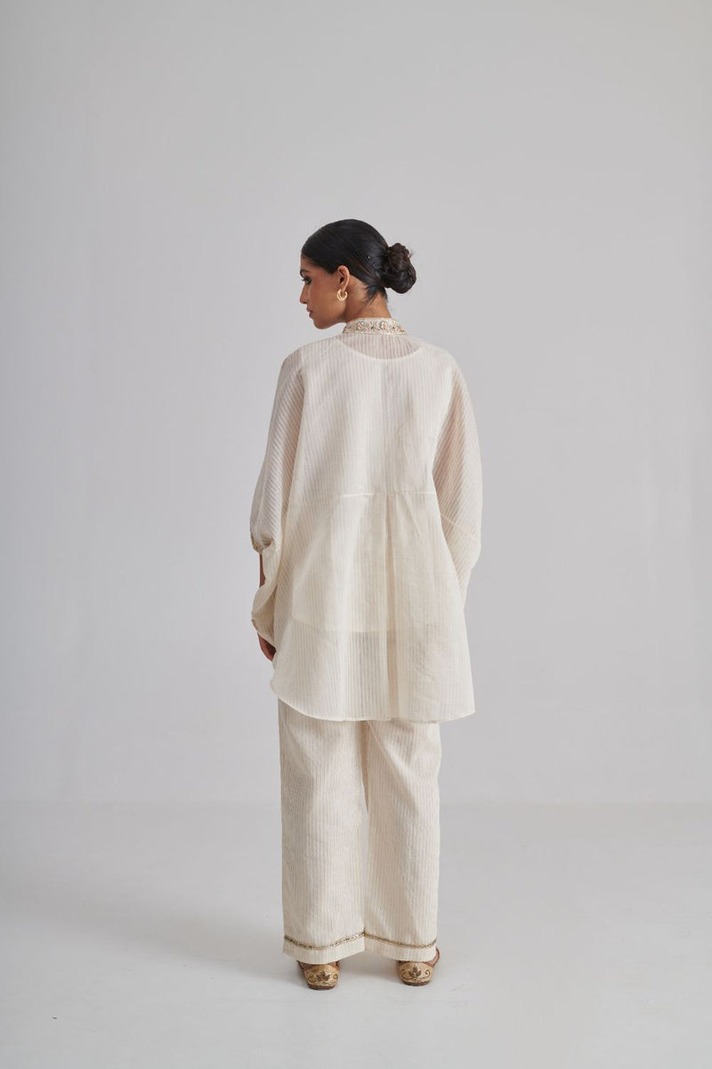 IRA & HOOR SHIRT, SLIP & PANT silk by Rashika Mittal in ivory color for women Worldwide