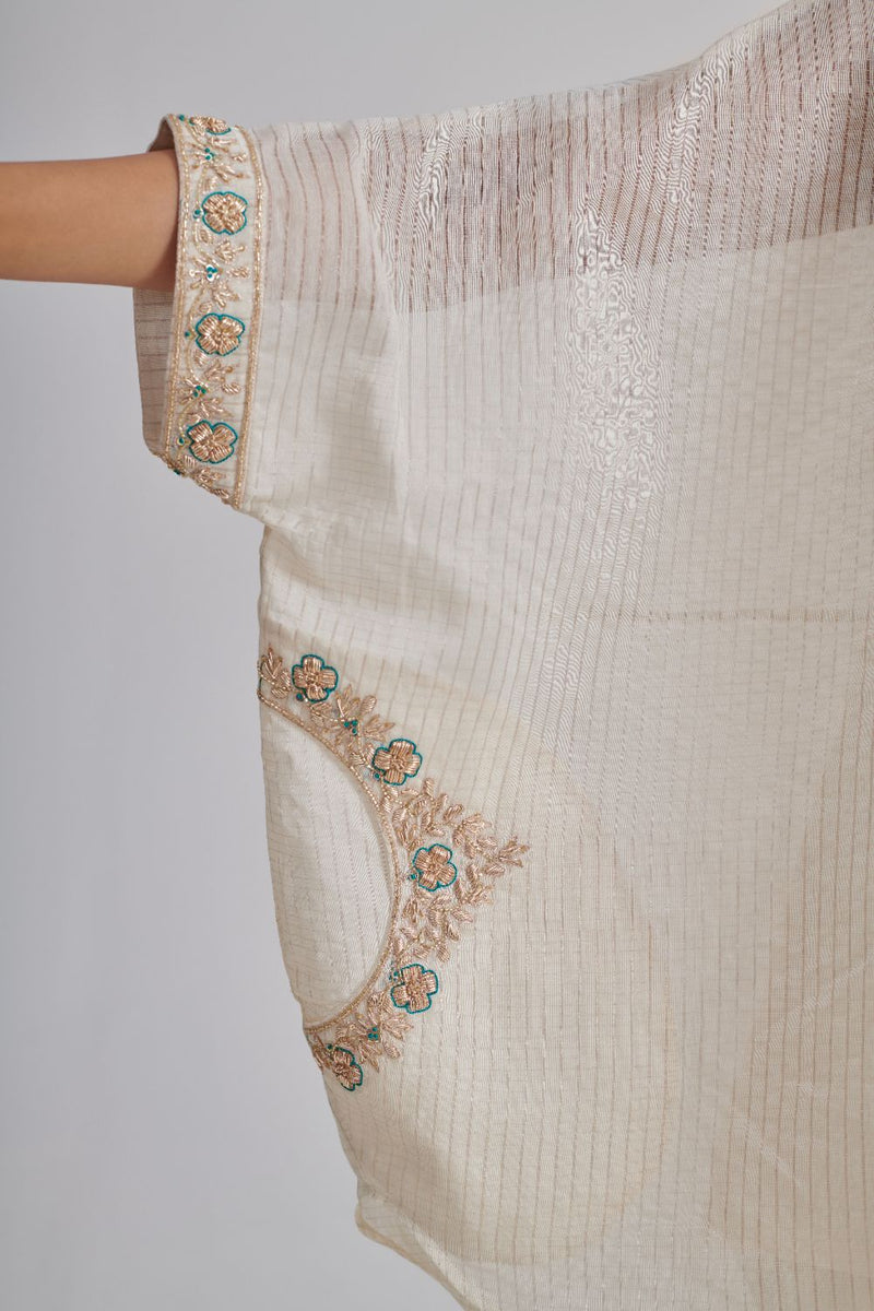 IRA & HOOR SHIRT, SLIP & PANT silk by Rashika Mittal in ivory color for women Worldwide