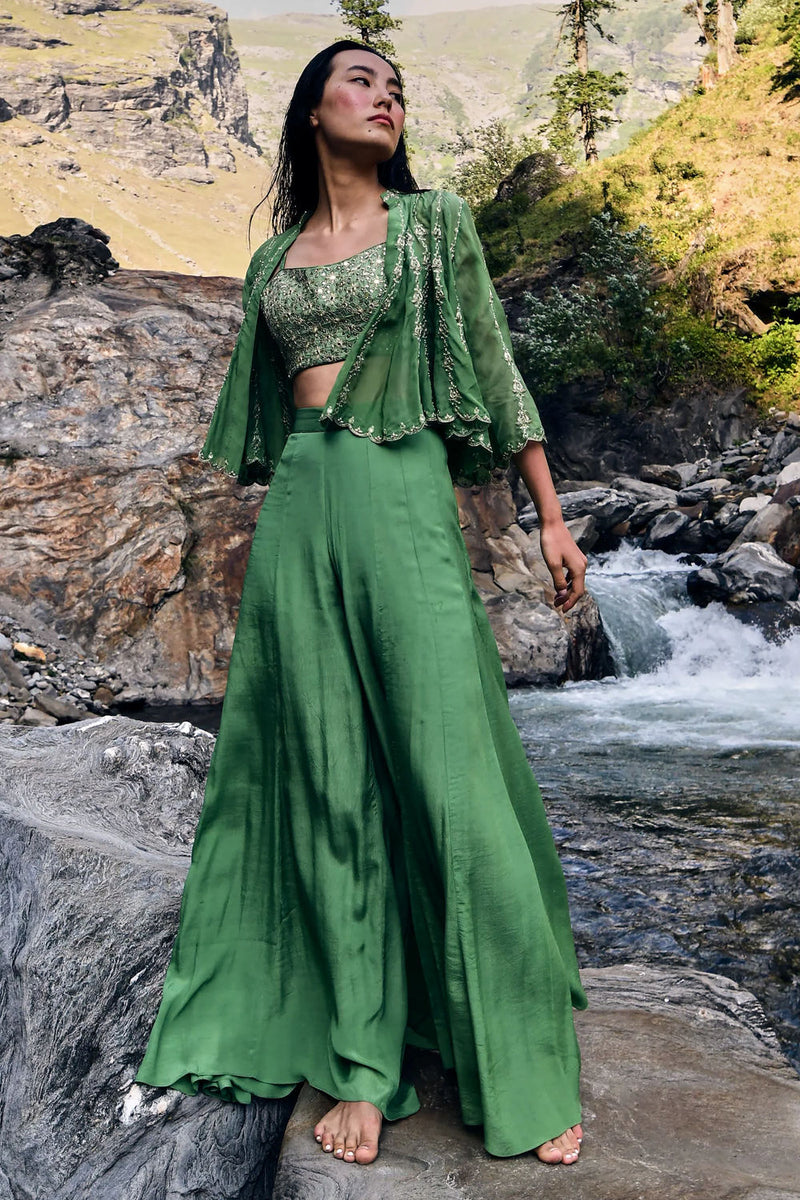 Isadora Jacket Set crepe by Paulmi & Harsh-kahan Sep'26 in green for women Worldwide