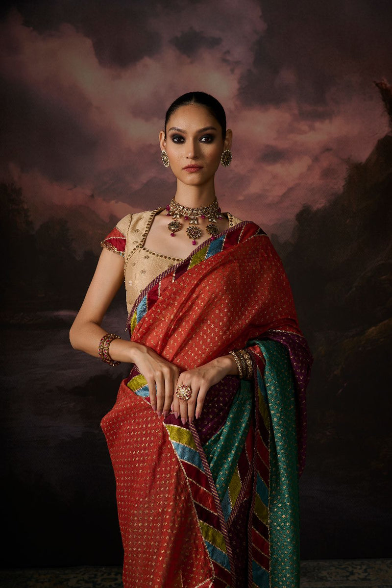 ISHA BLOUSE chanderi by SWATTI KAPOOR in gold color for women Worldwide