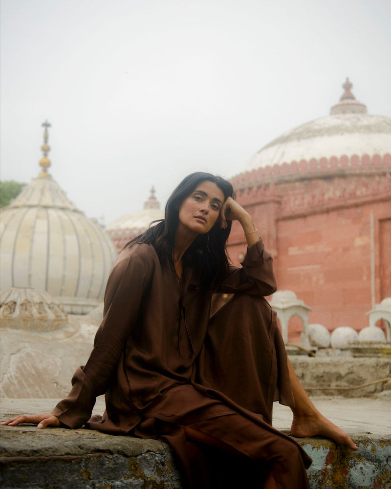 RAYI SILK KURTA SET silk by Ituvana for women Worldwide