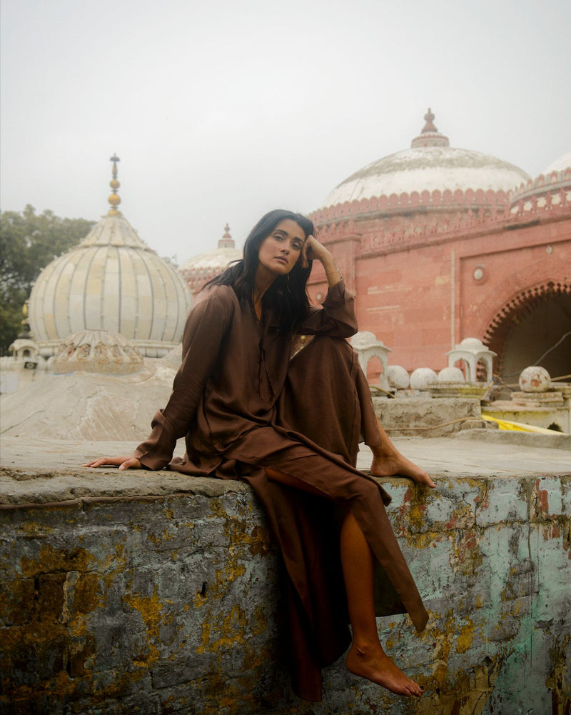 RAYI SILK KURTA SET silk by Ituvana for women Worldwide