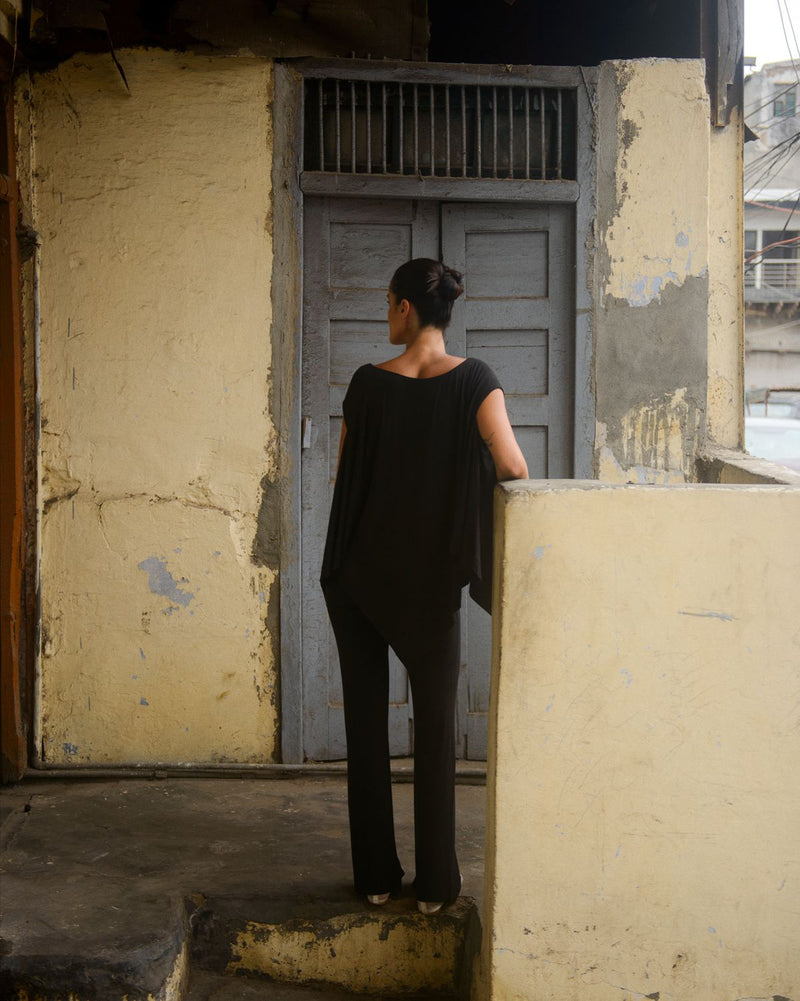 KARMA JERSEY PANT SET 100% cotton by Ituvana in black color for women Worldwide