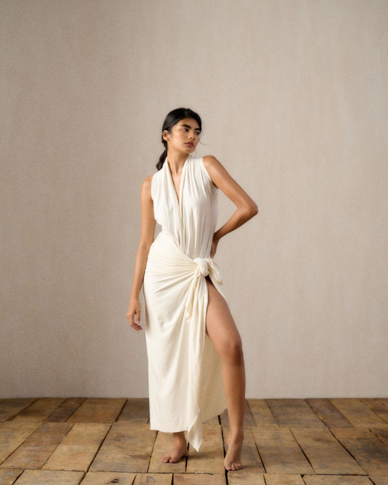 KAYA JERSEY SARONG SKIRT SET by Ituvana in black color for women Worldwide