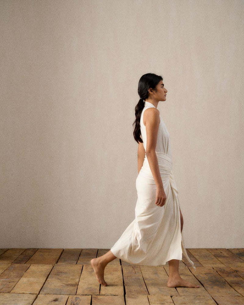 KAYA JERSEY SARONG SKIRT SET by Ituvana in black color for women Worldwide