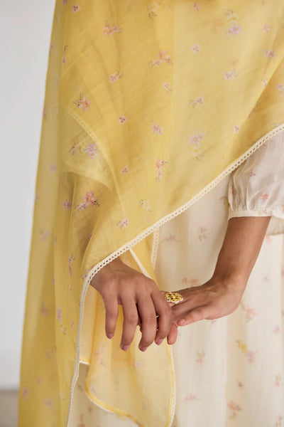 IVORY AND LEMON FLORRETE KURTA SET