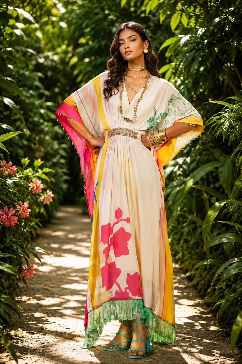 IVORY BELT KAFTAN Indo-Western Wear by Rajiramniq for women Worldwide