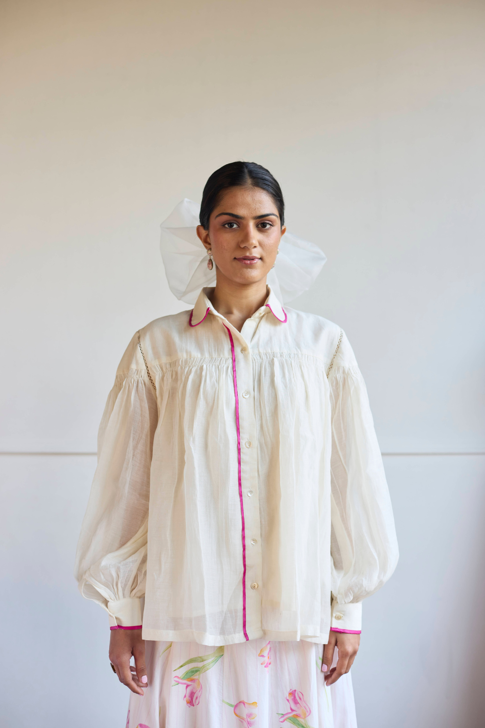 IVORY SMOCKING SHIRT