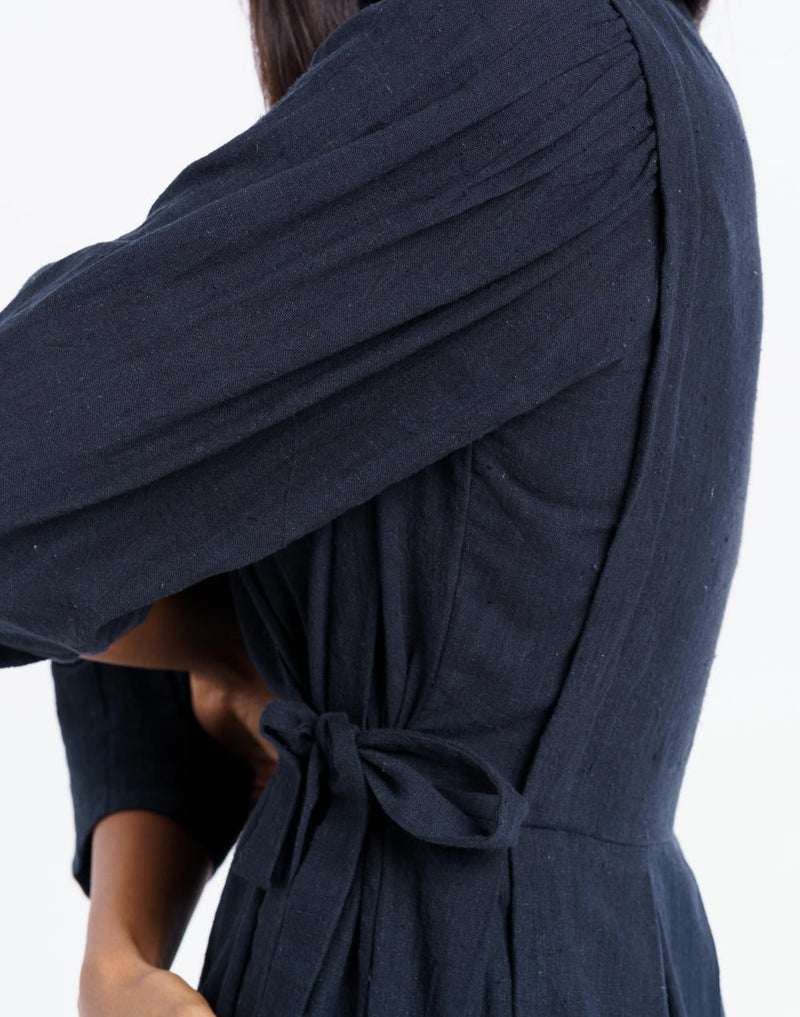Iconic wrap - around midi dress - Black Dress by World of Crow in black color for women Worldwide
