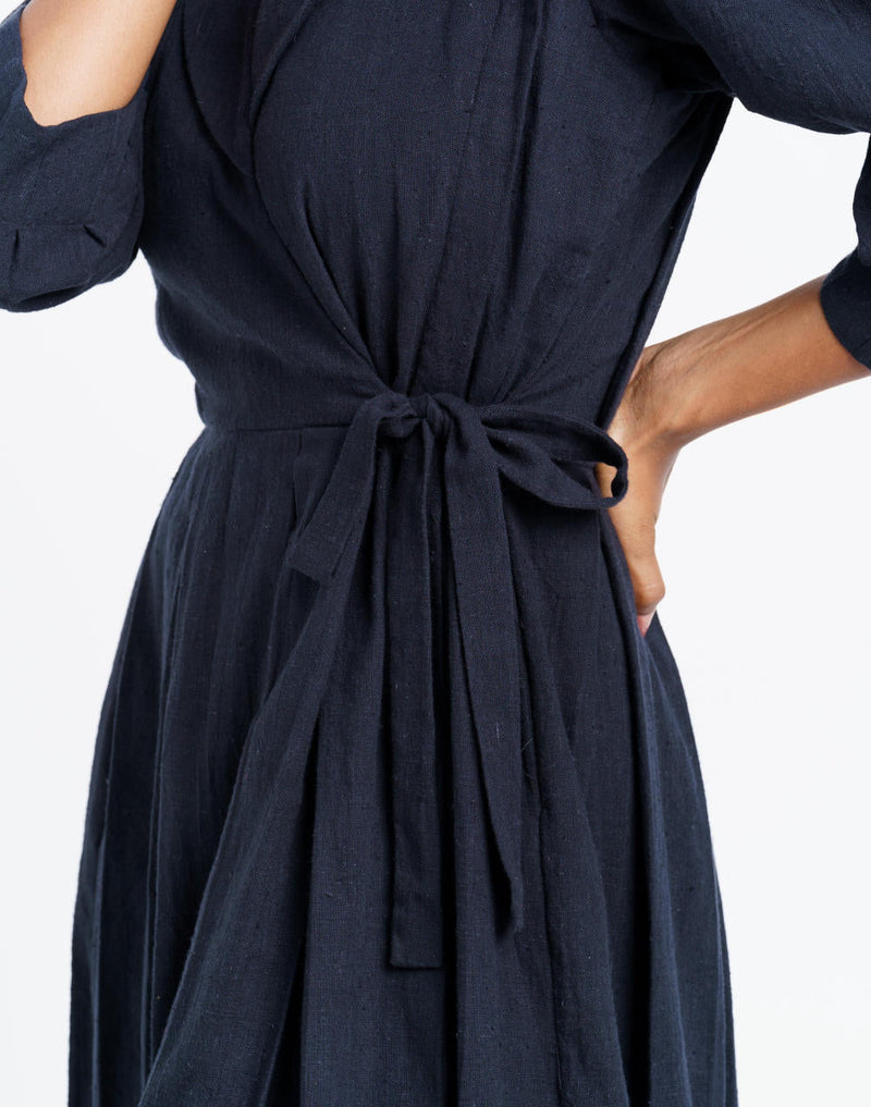 Iconic wrap - around midi dress - Black Dress by World of Crow in black color for women Worldwide