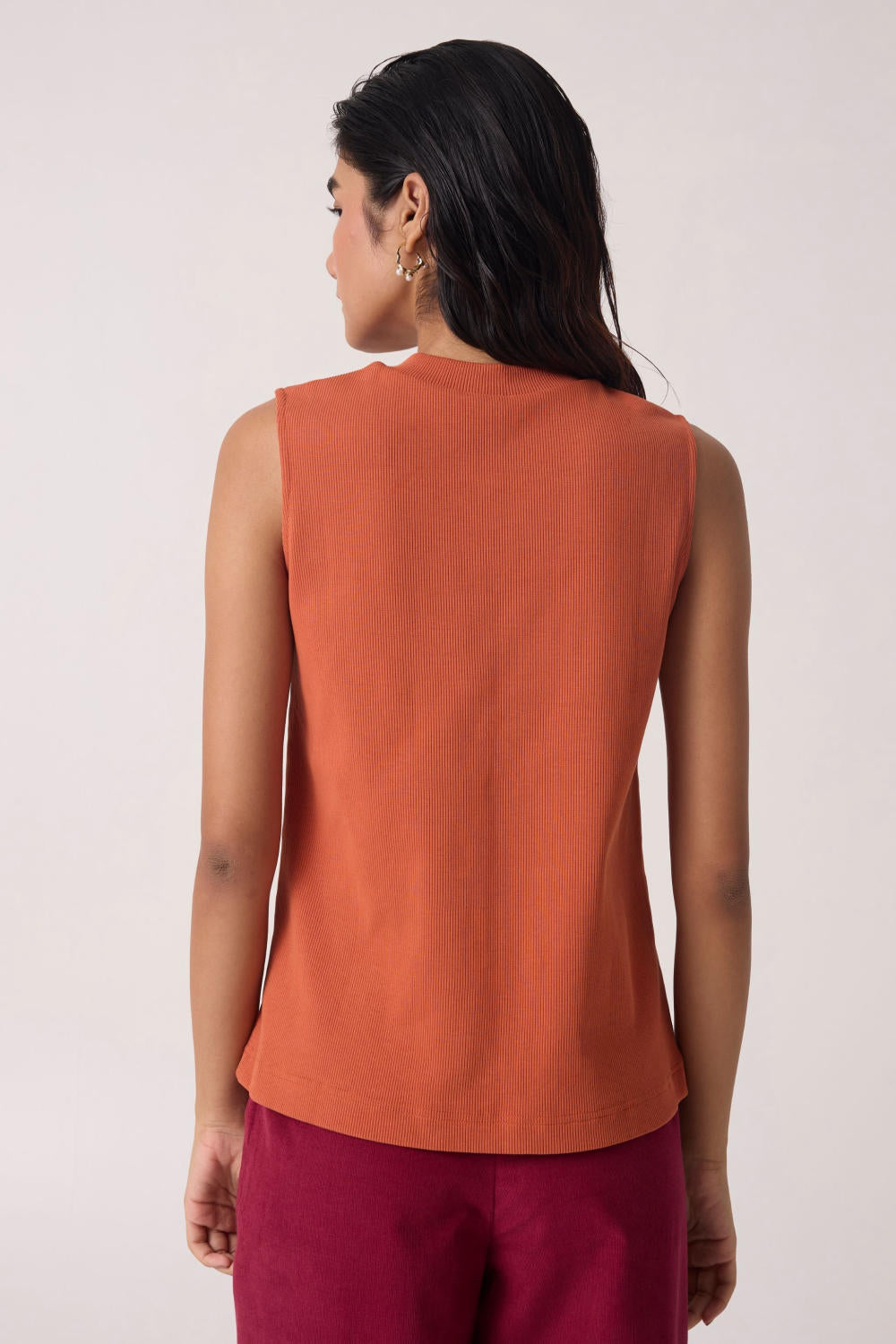 Iga Orange Cotton Tank Top