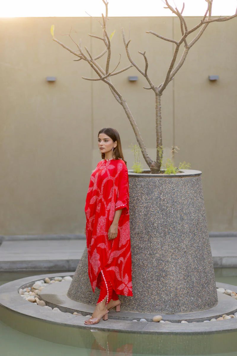 IKEBANA SET-RED silk by Dyelogue in red color for women Worldwide