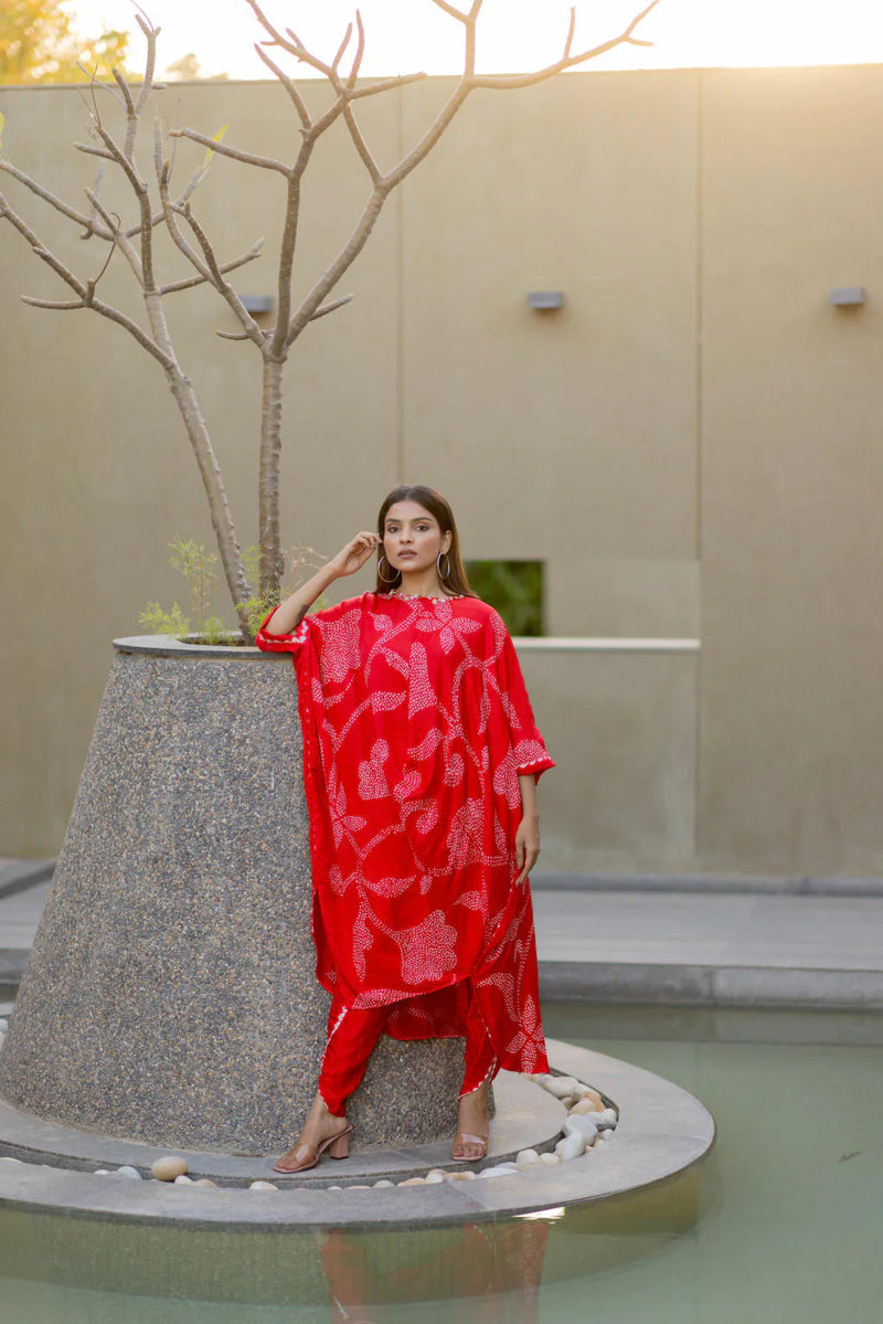 IKEBANA SET-RED silk by Dyelogue in red color for women Worldwide