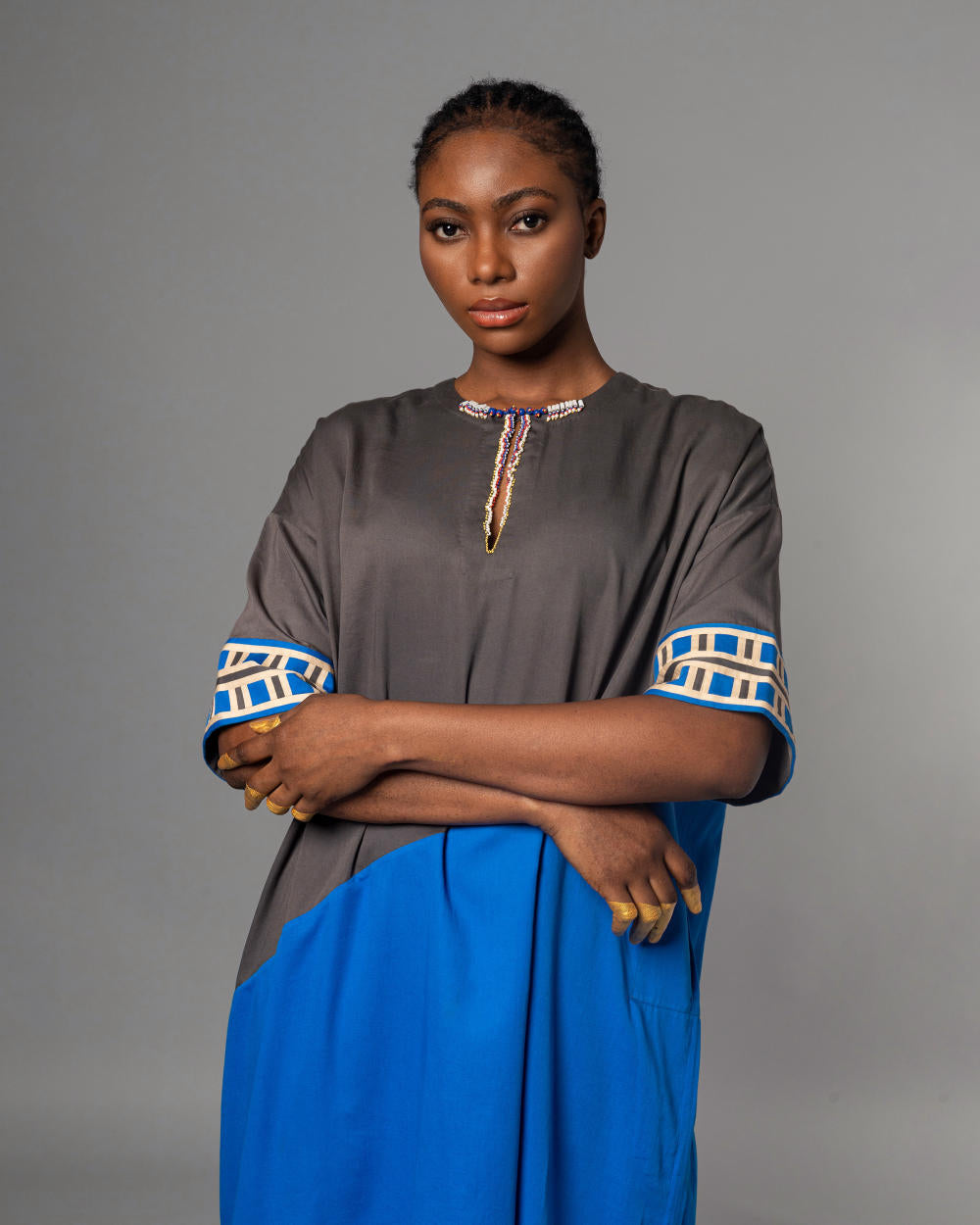 Imani Grey Blue Kaftan