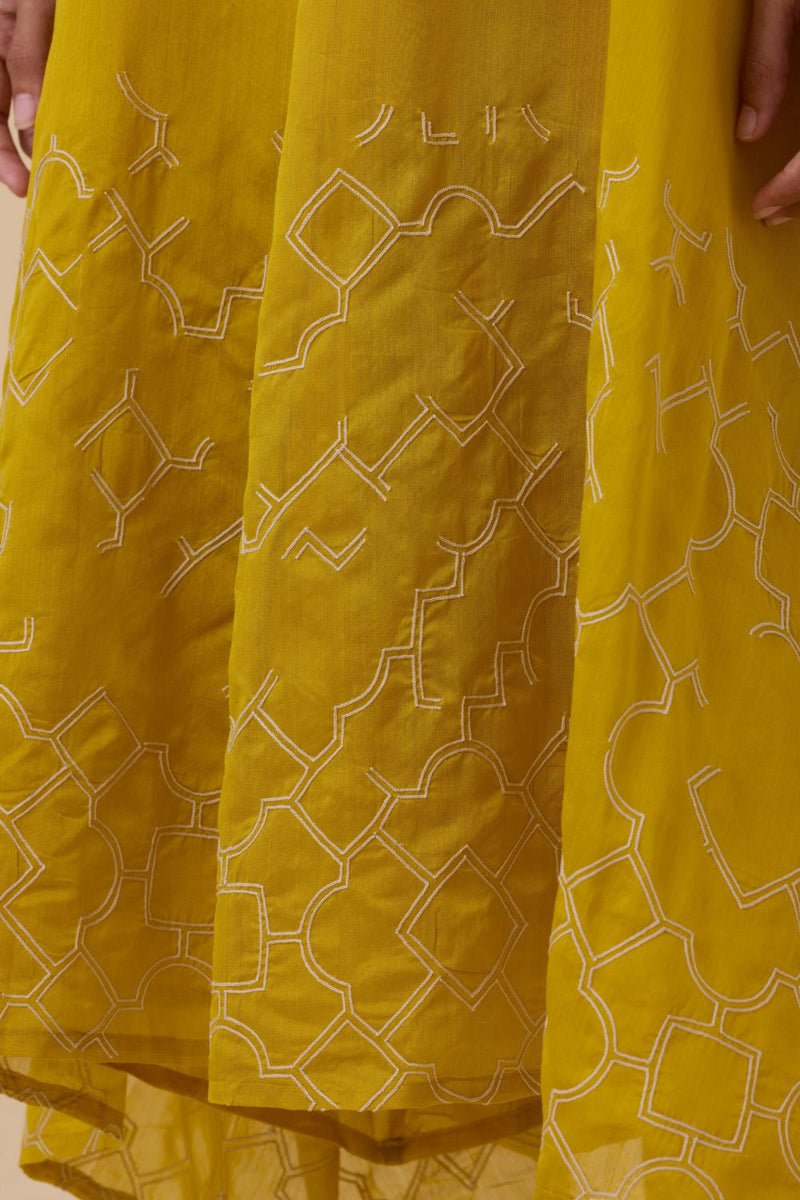 Inaya Yellow Handwoven Resort Dress chanderi by The Summer House in yellow color for women Worldwide