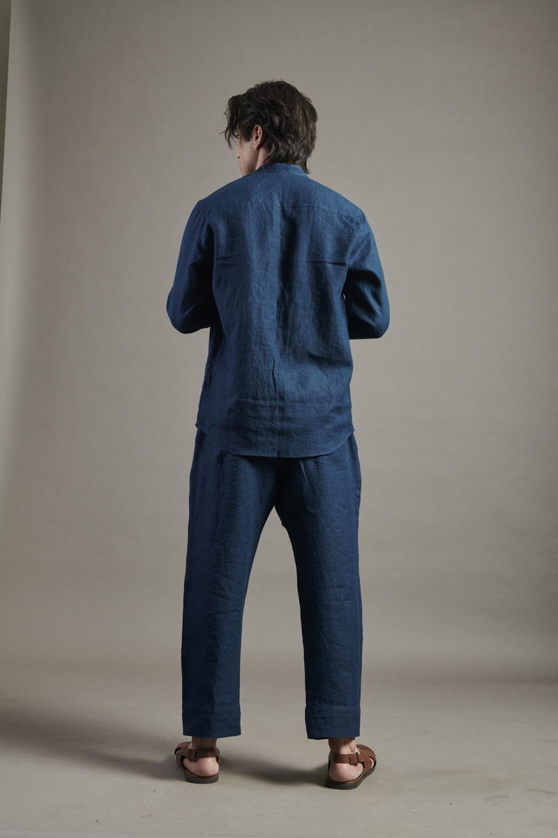 Indigo Linen Lounge Pants linen by Saphed Men for men Worldwide