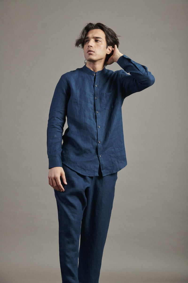 Indigo Linen Lounge Pants linen by Saphed Men for men Worldwide