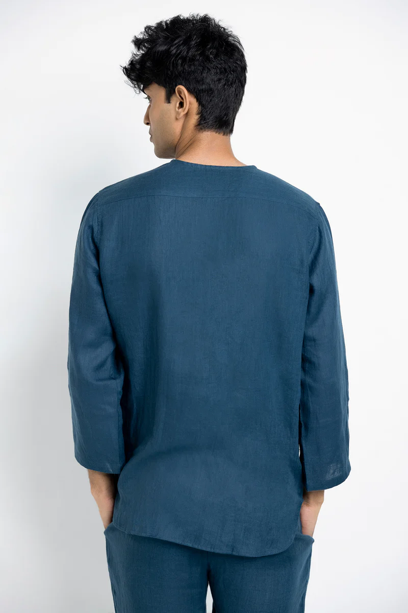 Indigo Linen Men's Pyjama Set linen by Saphed Men for men Worldwide