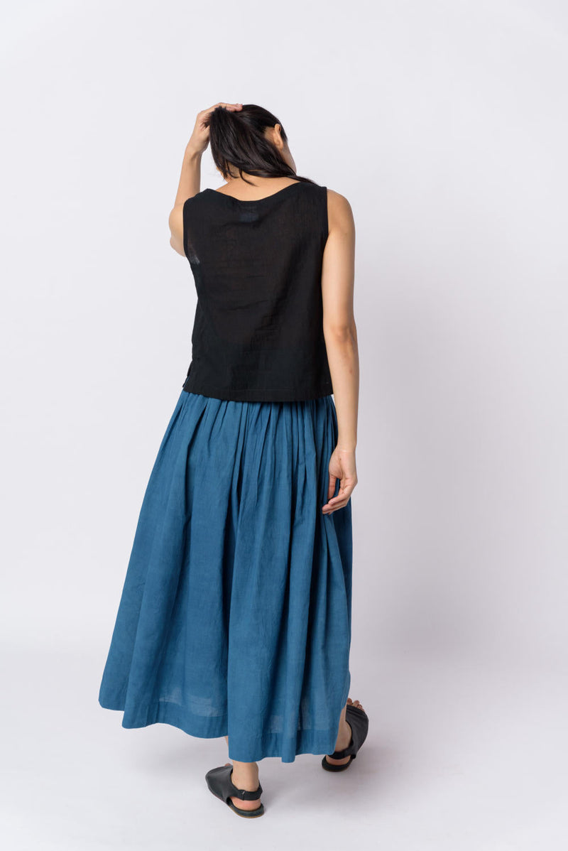 Indigo pleated skirt - Indigo Skirts by World of Crow in blue color for women Worldwide