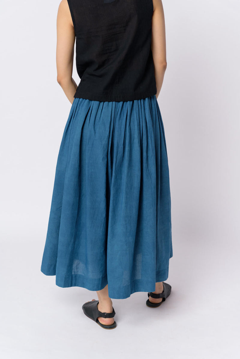 Indigo pleated skirt - Indigo Skirts by World of Crow in blue color for women Worldwide