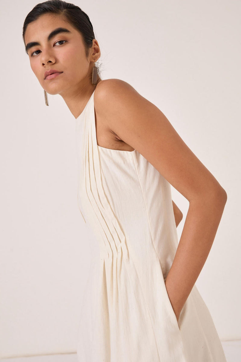 Indika Handwoven Dress cotton by The Summer House in white color for women Worldwide