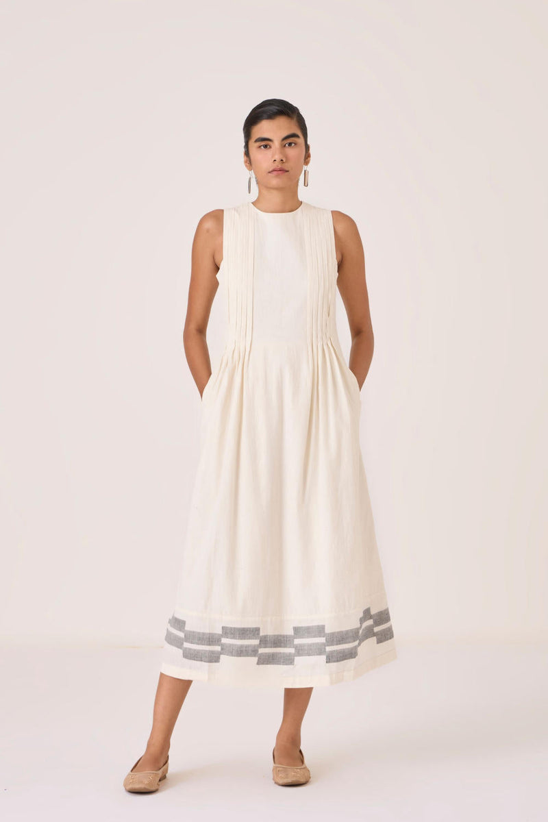 Indika Handwoven Dress cotton by The Summer House in white color for women Worldwide