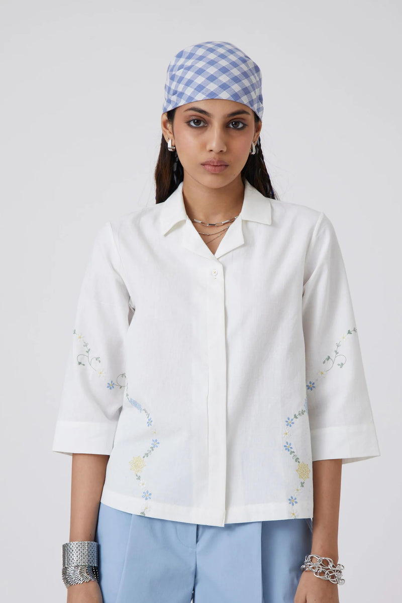 Issi Shirt handwoven khadi cotton top/shirt by The Summer House in white for women Worldwide