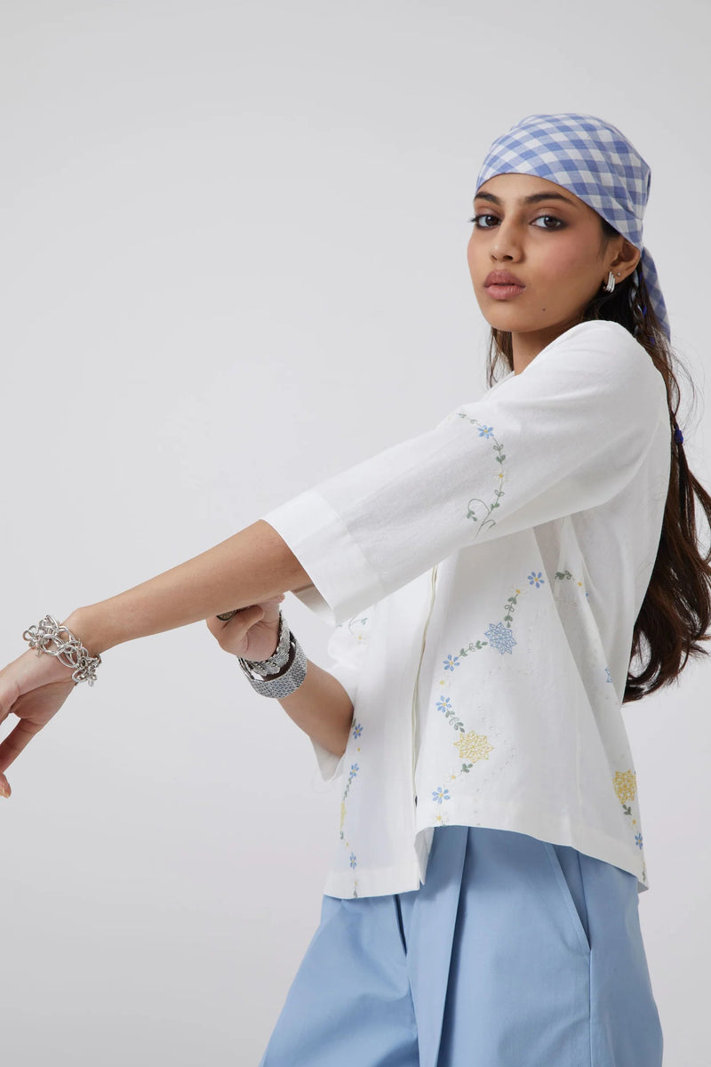 Issi Shirt handwoven khadi cotton top/shirt by The Summer House in white for women Worldwide