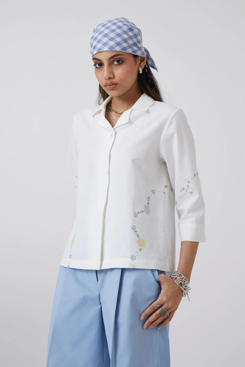 Issi Shirt handwoven khadi cotton top/shirt by The Summer House in white for women Worldwide