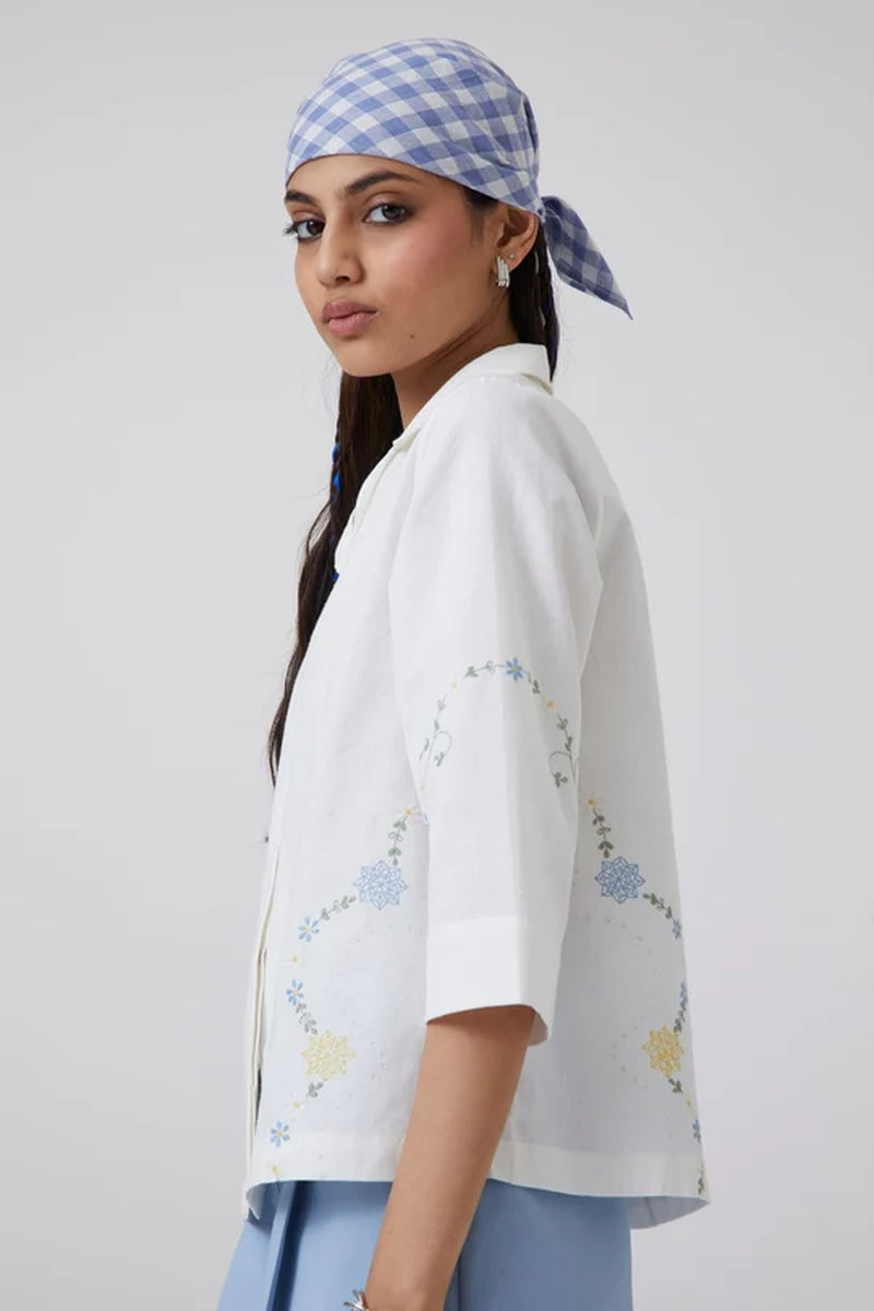 Issi Shirt handwoven khadi cotton top/shirt by The Summer House in white for women Worldwide