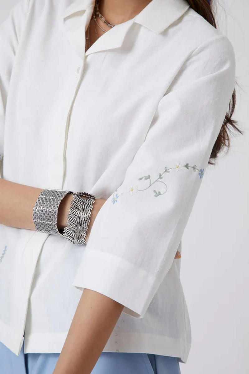 Issi Shirt handwoven khadi cotton top/shirt by The Summer House in white for women Worldwide