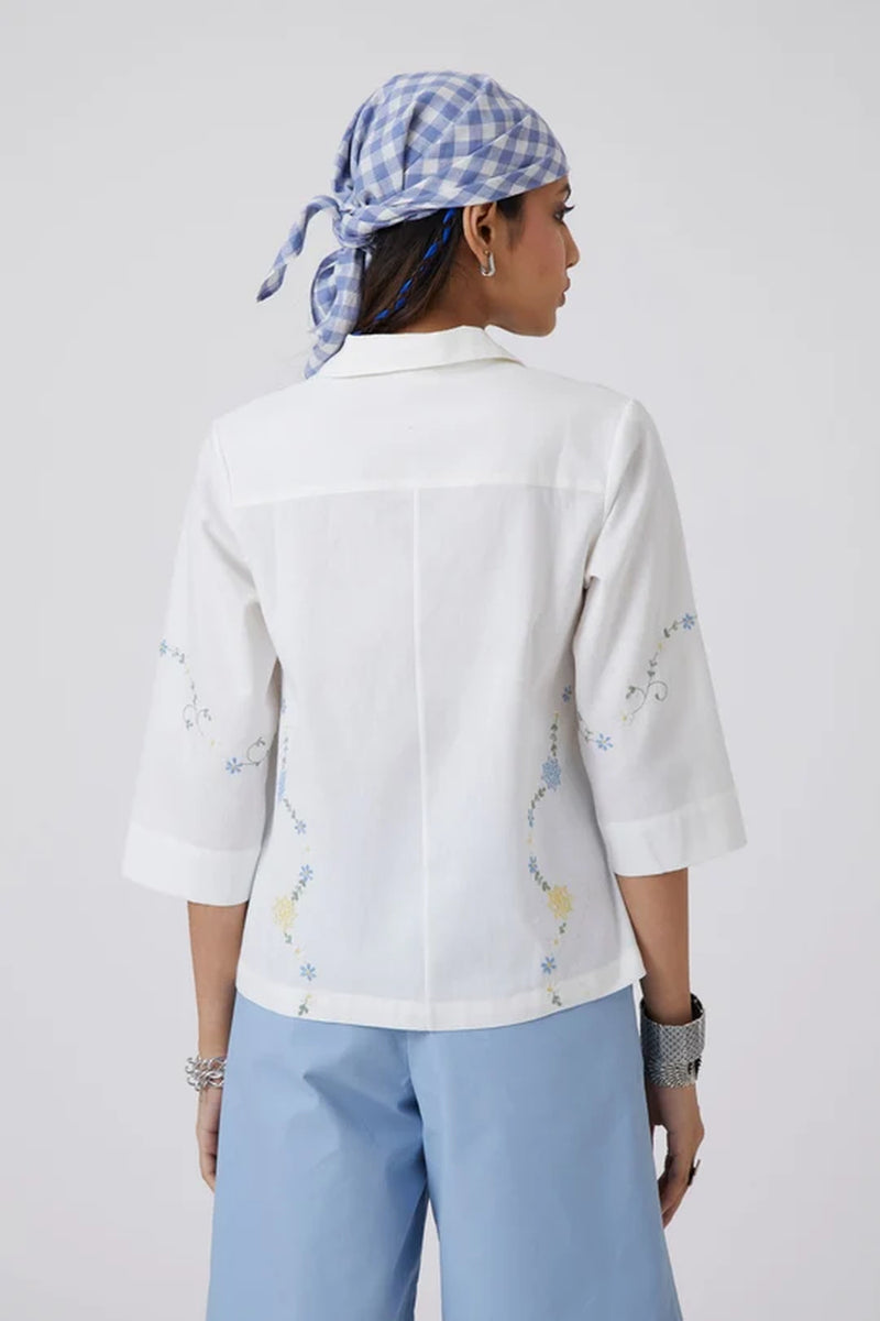 Issi Shirt handwoven khadi cotton top/shirt by The Summer House in white for women Worldwide