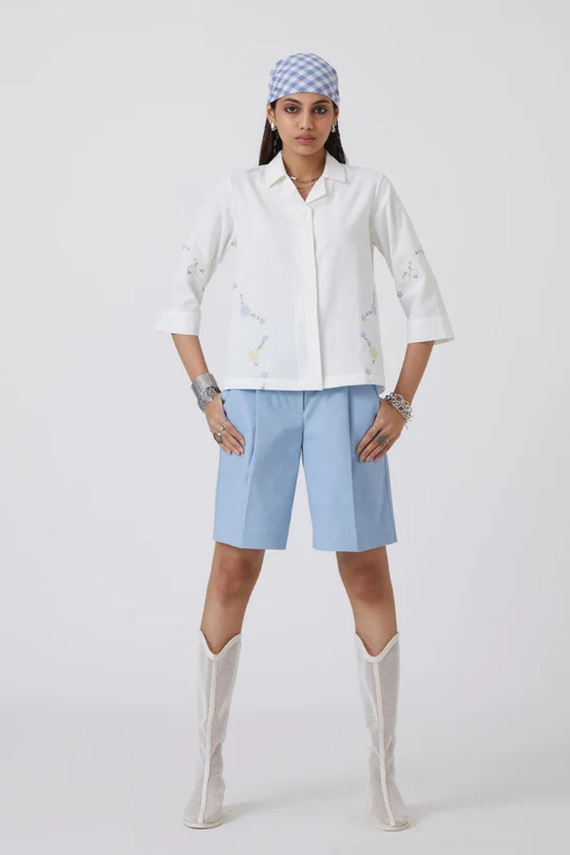 Issi Shirt handwoven khadi cotton top/shirt by The Summer House in white for women Worldwide
