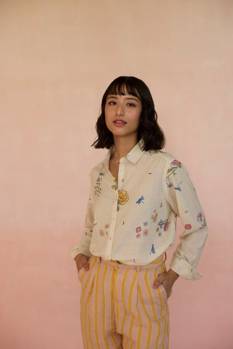 Garden Natural Shirt cotton by Nadiya Paar in white color for women Worldwide