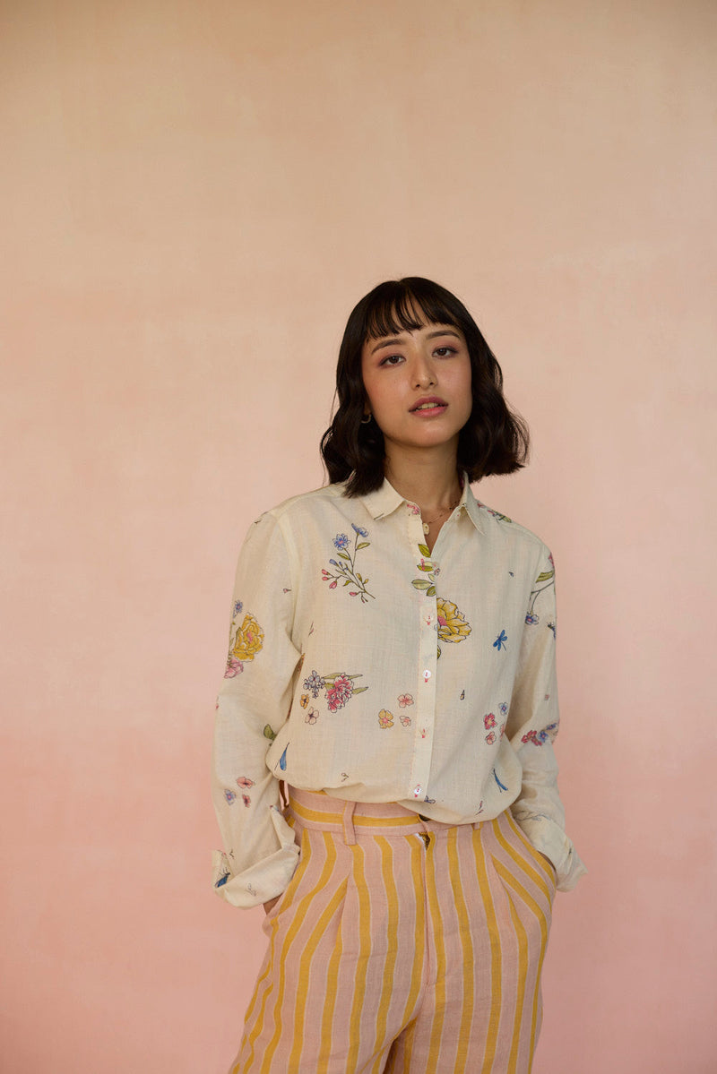Garden Natural Shirt cotton by Nadiya Paar in white color for women Worldwide